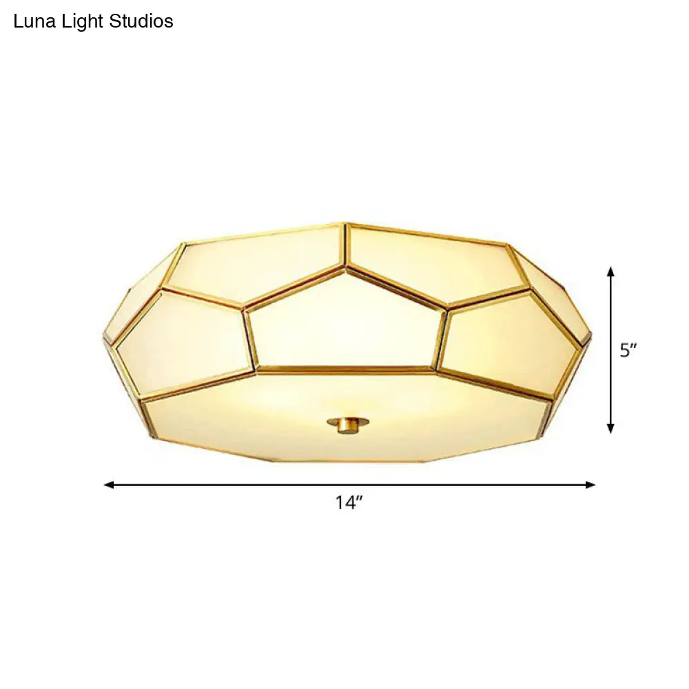 Minimalist Football Design Ceiling Light With Brass Finish Flush Mount Glass Fixture / 14