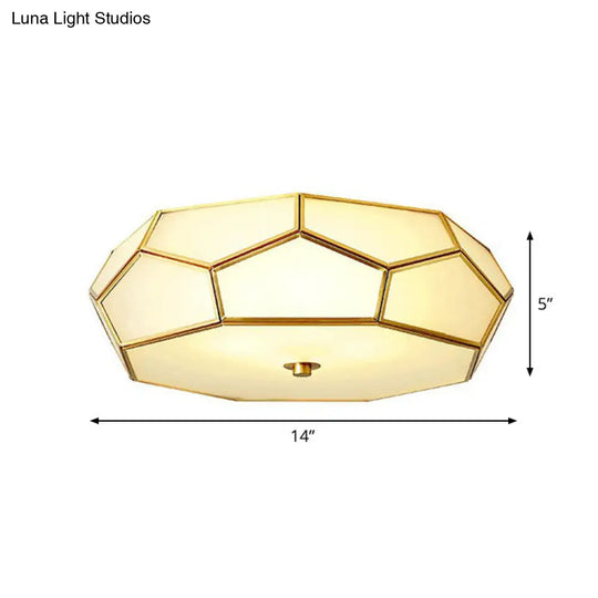 Minimalist Football Design Ceiling Light With Brass Finish Flush Mount Glass Fixture / 14