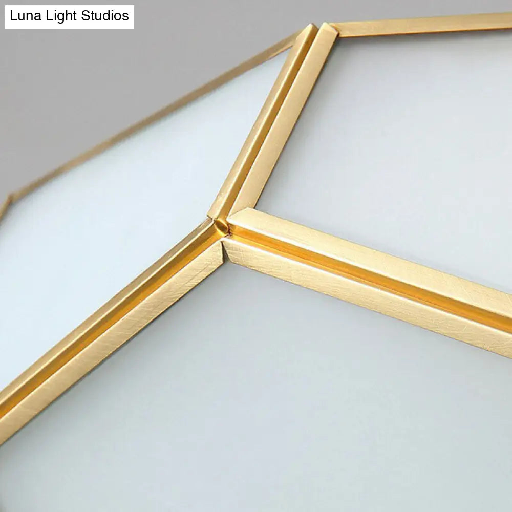 Minimalist Football Design Ceiling Light With Brass Finish Flush Mount Glass Fixture