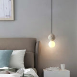 Minimalist Frosted Glass Pendant Light With Terrazzo Accent - Ideal For Dining Room White