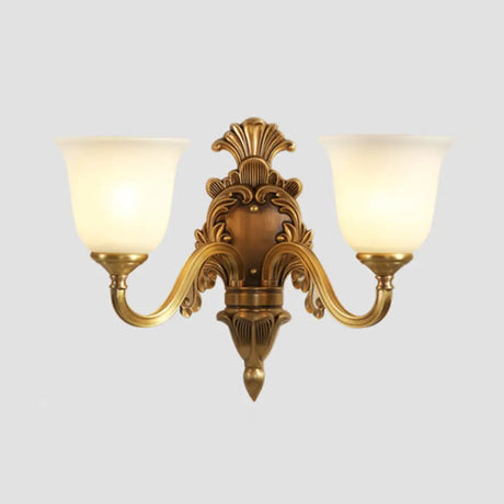 Minimalist Frosted Glass Wall Light Fixture - Gold Tapered Mounted Lamp For Corridor 2 / Brass C