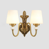 Minimalist Frosted Glass Wall Light Fixture - Gold Tapered Mounted Lamp For Corridor 2 / Brass D