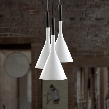 Minimalist Funnel Pendant Cement Light Fixture In Red/Black/White - Ideal For Bedside White
