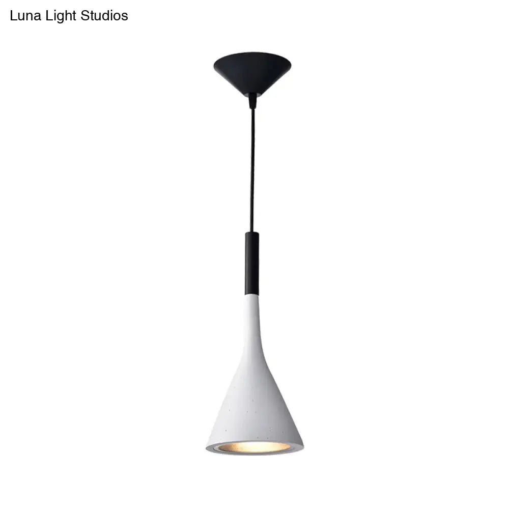 Minimalist Funnel Pendant Cement Light Fixture In Red/Black/White - Ideal For Bedside