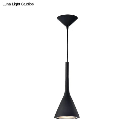 Minimalist Funnel Pendant Light In Red/Black/White Single Cement Hanging Fixture For Bedside