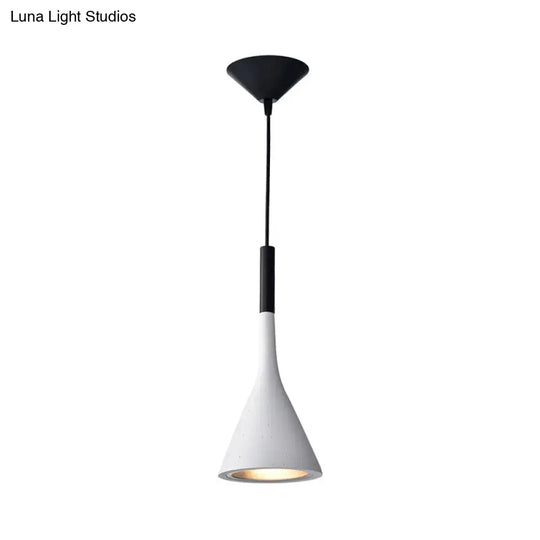 Minimalist Funnel Pendant Light In Red/Black/White Single Cement Hanging Fixture For Bedside
