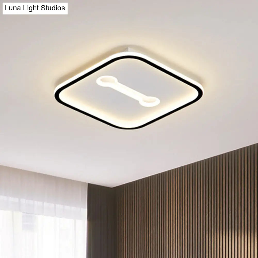 Minimalist Geometric Led Bedroom Flush Mount Light Fixture Black - White / White Square