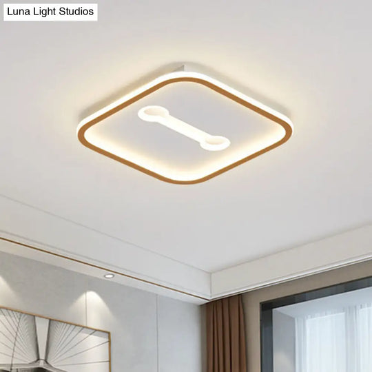 Minimalist Geometric Led Bedroom Flush Mount Light Fixture White - Gold / Warm Square