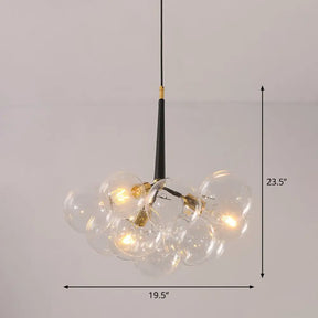 Minimalist Glass Bubble Chandelier - Stylish Suspension Light For Living Room 3 / Black