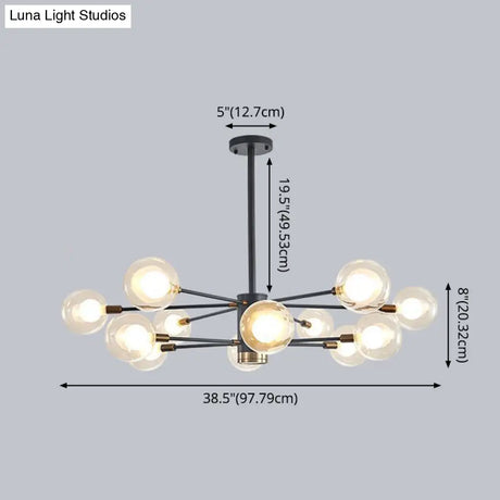 Minimalist Glass Chandelier With Clear Ball Shade - Modern Style Pendant Light For Living Room