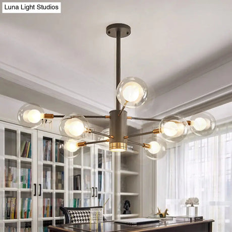 Minimalist Glass Chandelier With Clear Ball Shade - Modern Style Pendant Light For Living Room