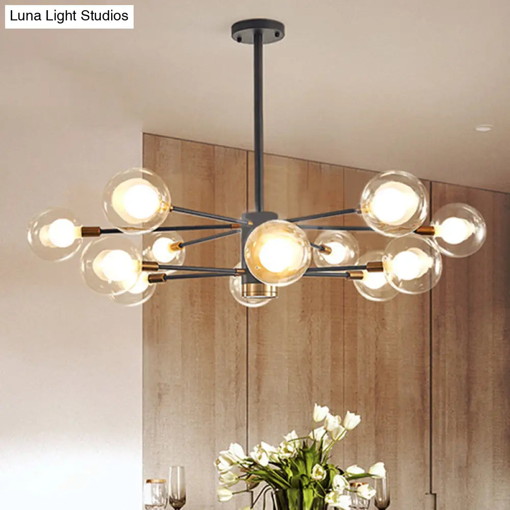 Minimalist Glass Chandelier With Clear Ball Shade - Modern Style Pendant Light For Living Room