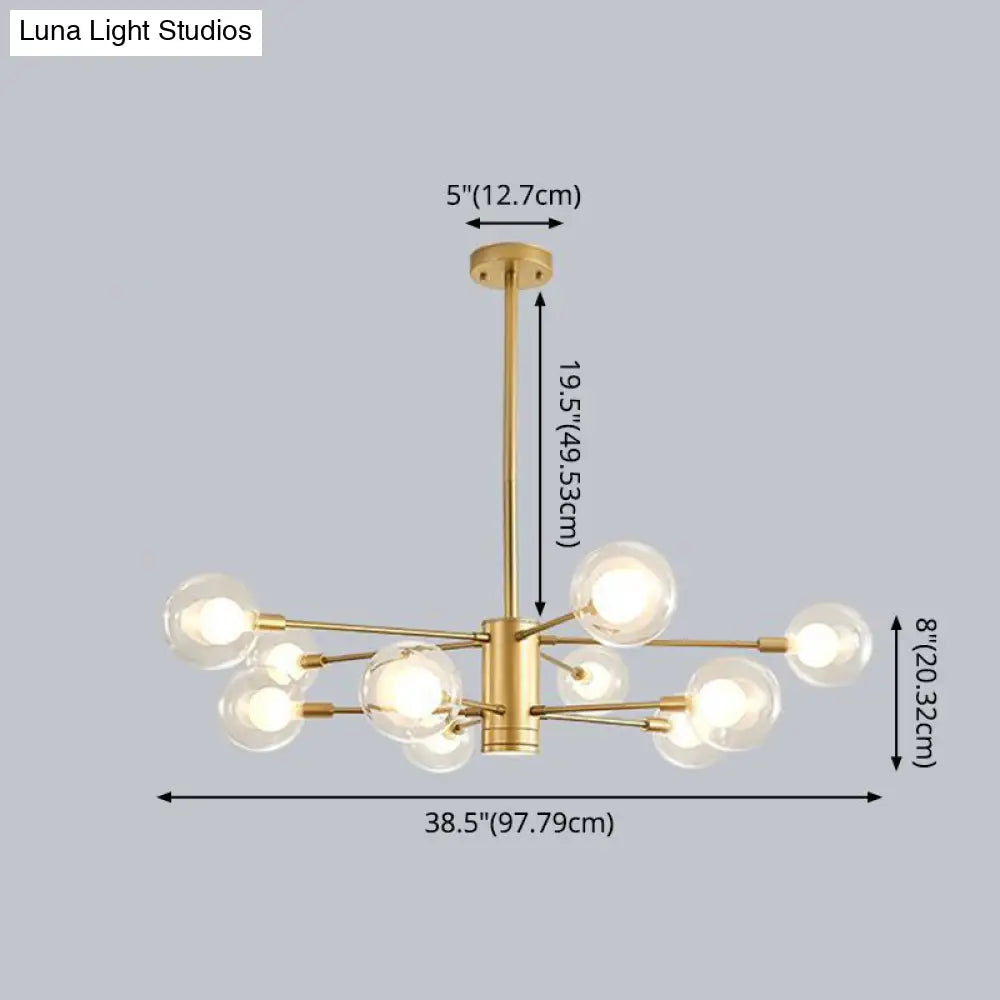 Minimalist Glass Chandelier With Clear Ball Shade - Modern Style Pendant Light For Living Room