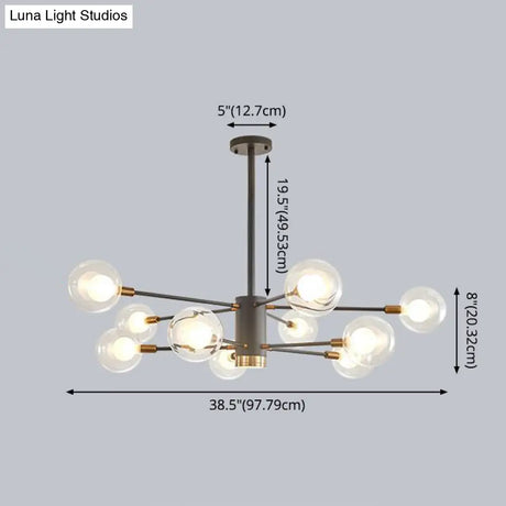 Minimalist Glass Chandelier With Clear Ball Shade - Modern Style Pendant Light For Living Room