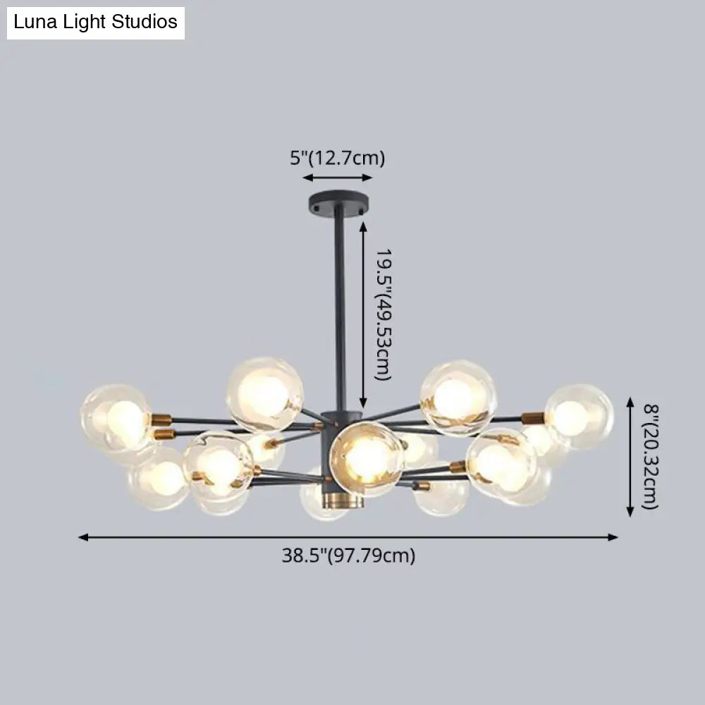 Minimalist Glass Chandelier With Clear Ball Shade - Modern Style Pendant Light For Living Room