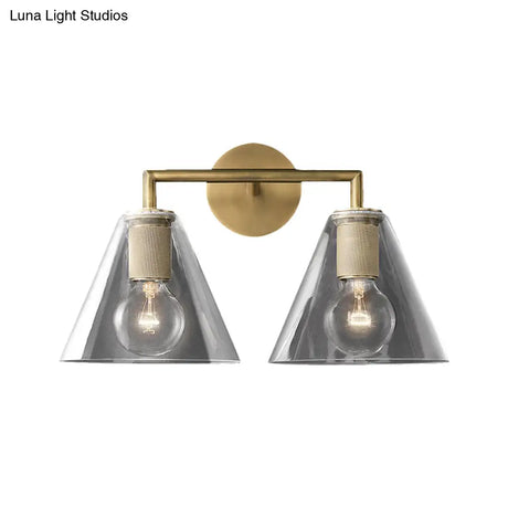 Minimalist Glass Cone Wall Sconce 1/2 Lights Black/Brass Bedside Lighting
