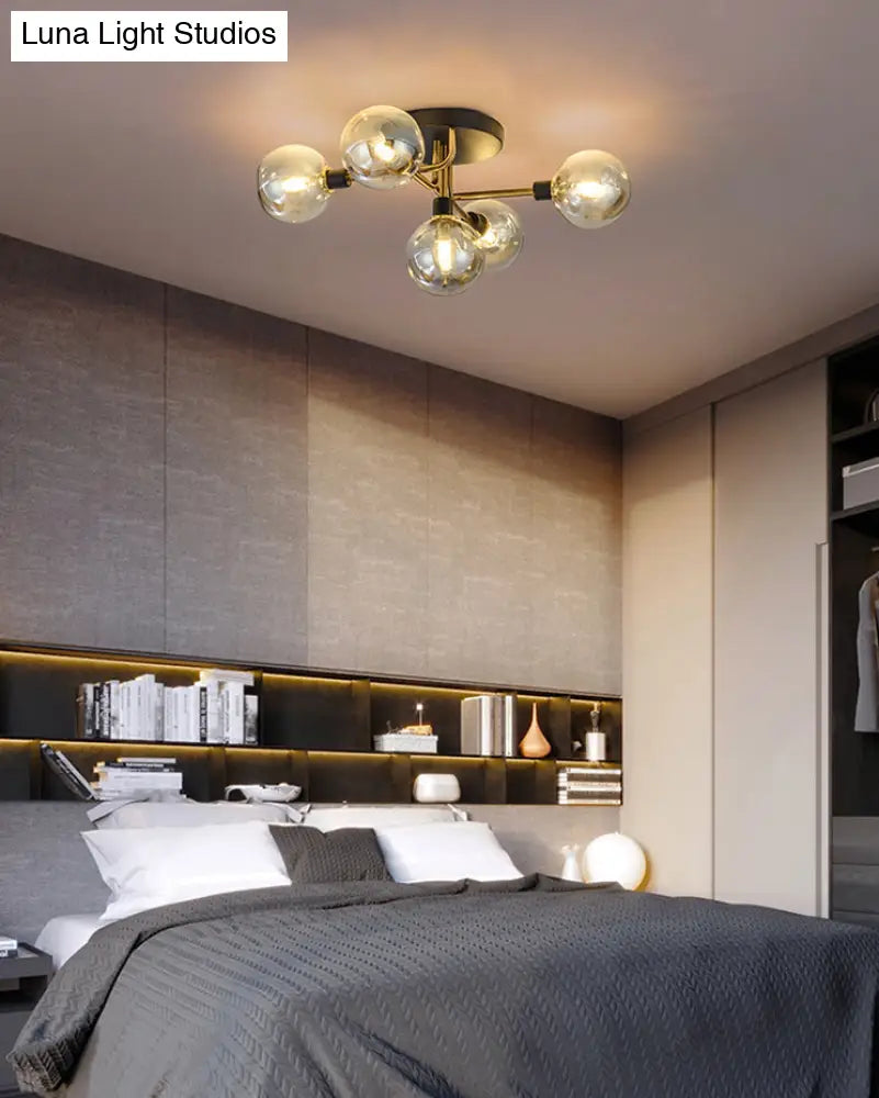 Minimalist Glass Globe Ceiling Flush Mount Light Fixture