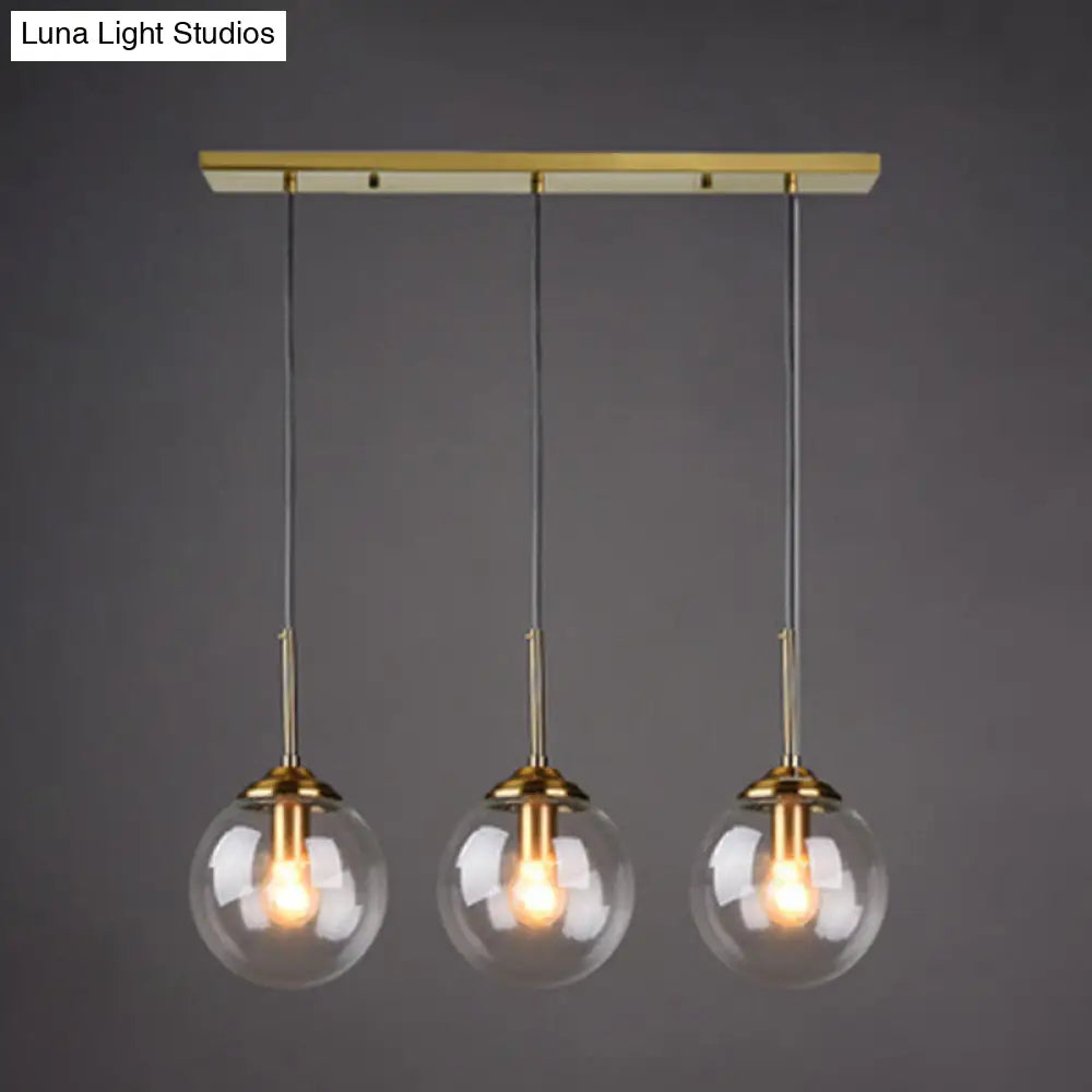 Minimalist Glass Globe Hanging Ceiling Pendant Light Set Of 3 For Restaurants