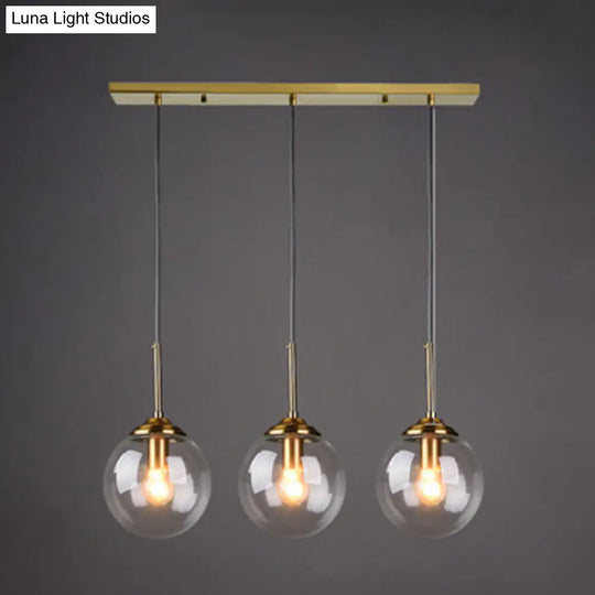 Minimalist Glass Globe Hanging Ceiling Pendant Light Set Of 3 For Restaurants