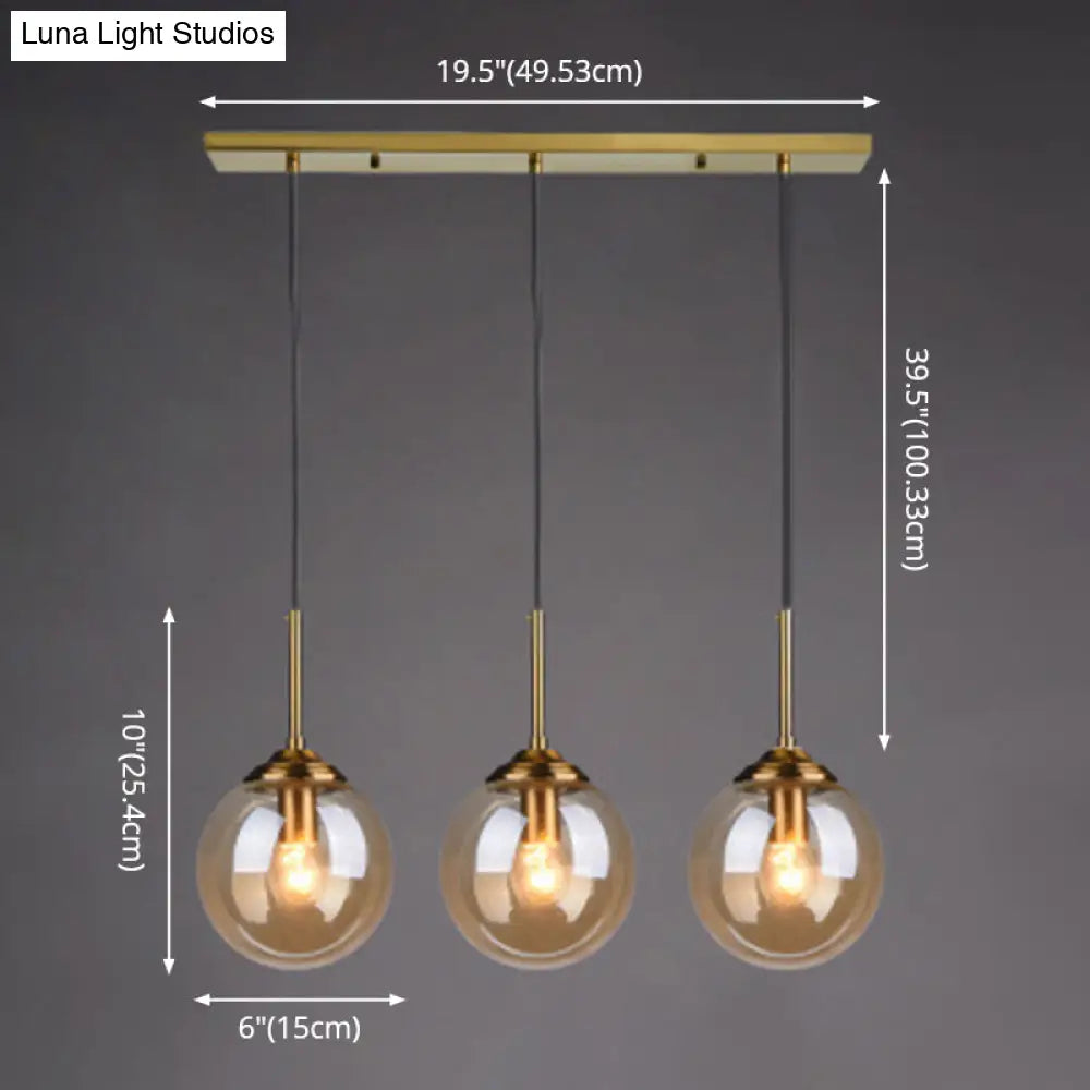 Minimalist Glass Globe Hanging Ceiling Pendant Light Set Of 3 For Restaurants