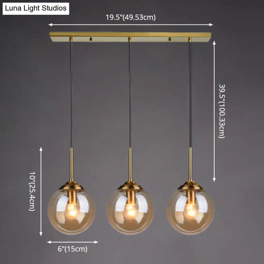 Minimalist Glass Globe Hanging Ceiling Pendant Light Set Of 3 For Restaurants