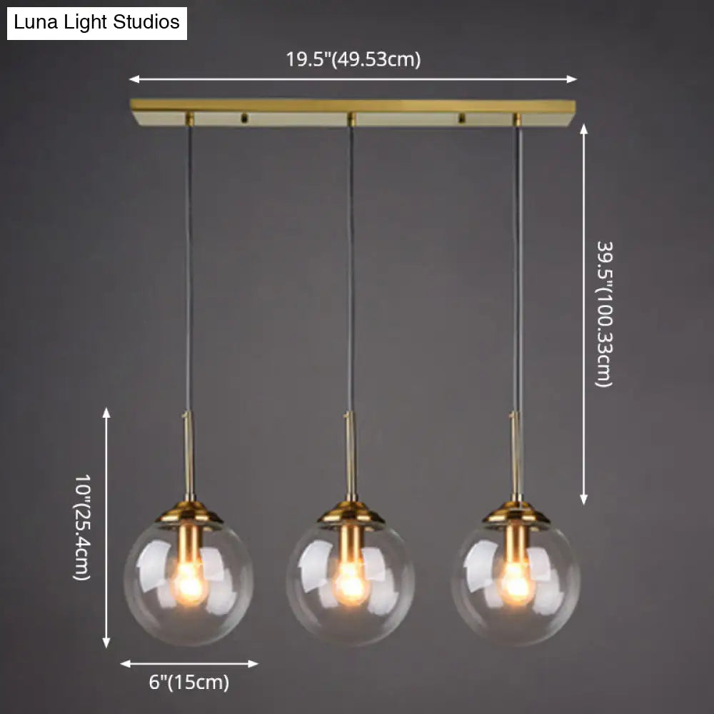 Minimalist Glass Globe Hanging Ceiling Pendant Light Set Of 3 For Restaurants