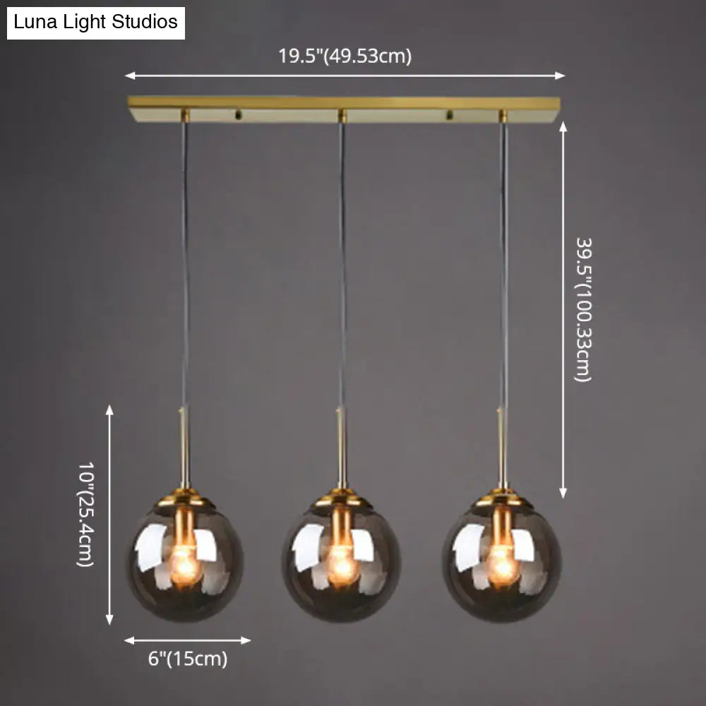 Minimalist Glass Globe Hanging Ceiling Pendant Light Set Of 3 For Restaurants