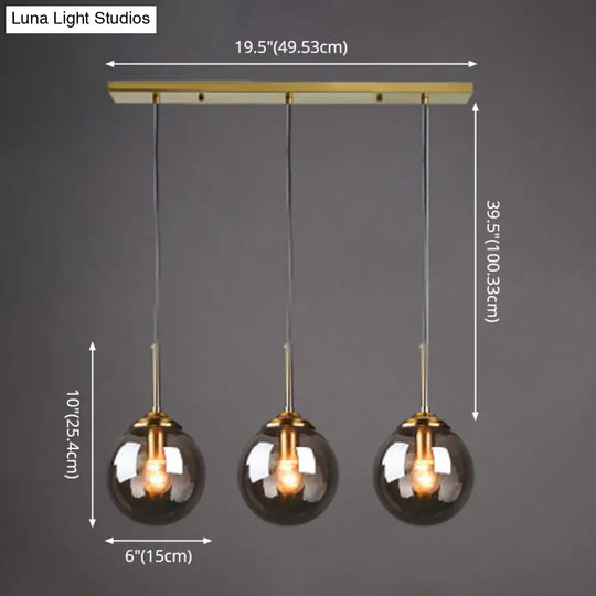 Minimalist Glass Globe Hanging Ceiling Pendant Light Set Of 3 For Restaurants
