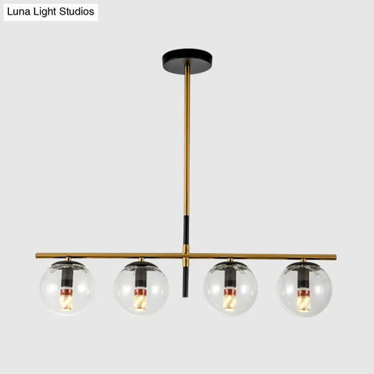 Minimalist Glass Globe Island Chandelier With Brass Pendant - 4/5 Lights In White Smoke Grey Or