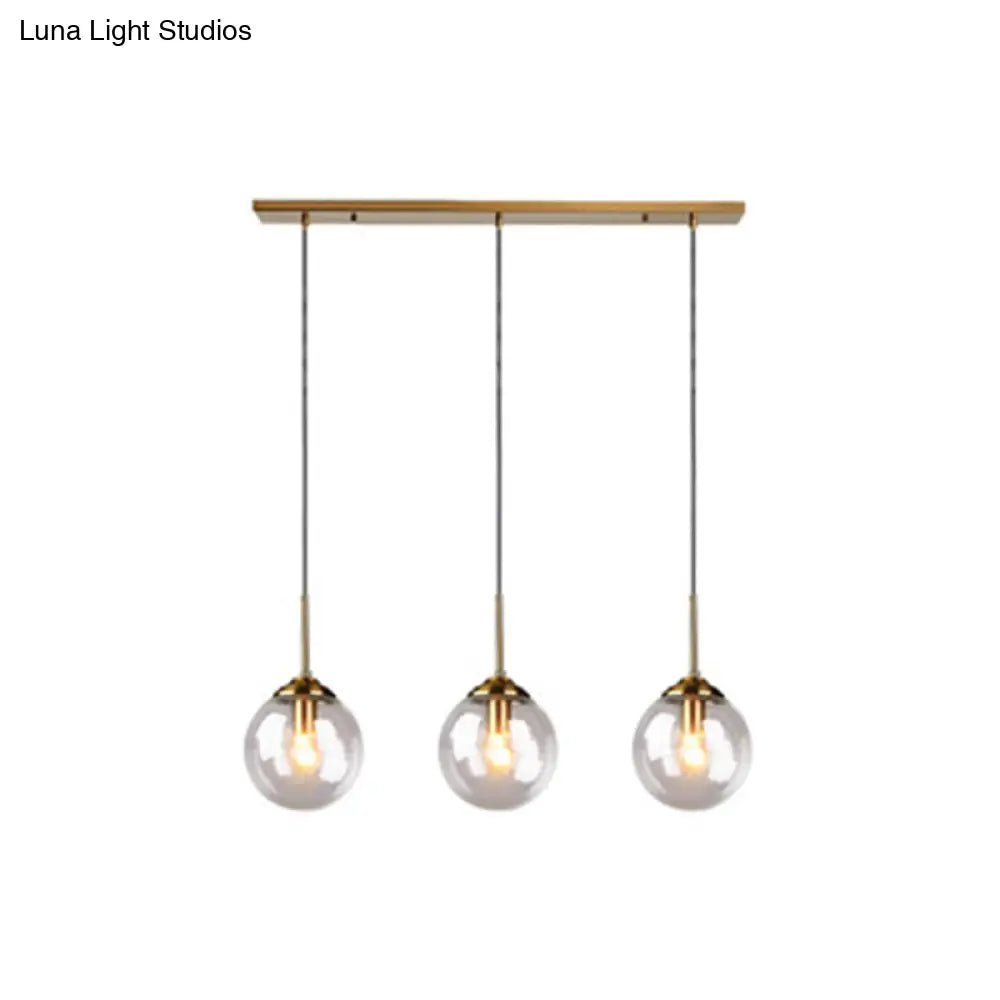 Modern Minimalist Glass Sphere Pendant Light Fixture For Indoor Ceiling Clear / Linear