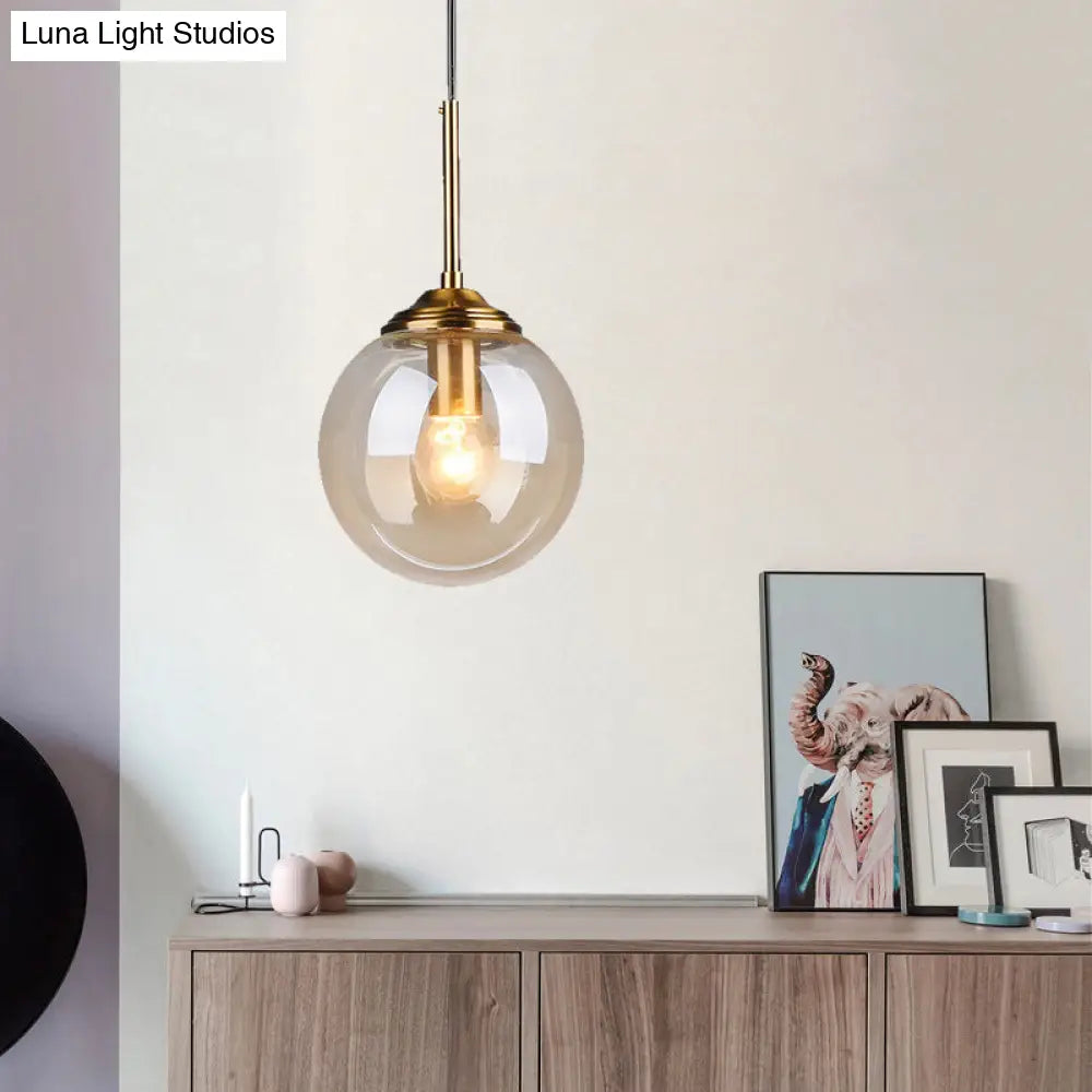 Minimalist Glass Sphere Pendant Light Fixture For Modern Indoor Ceiling Lighting