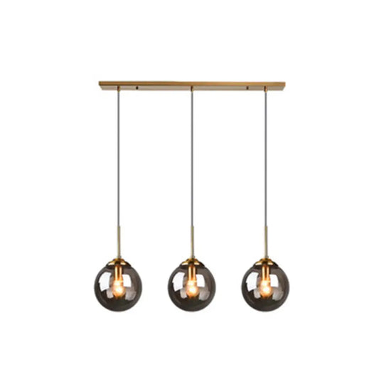 Minimalist Glass Sphere Pendant Light Fixture For Modern Indoor Ceiling Lighting Smoke Gray / Linear