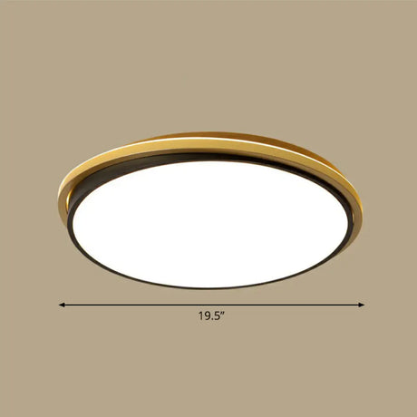 Minimalist Gold And Black Acrylic Round Led Flush Light For Bedroom Ceiling / 19.5’ Third Gear