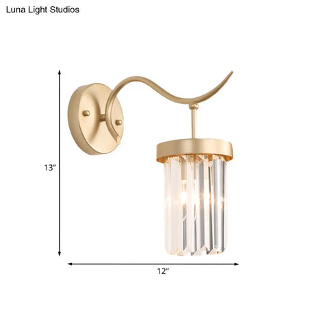 Minimalist Gold Finish Crystal Wall Lamp With Rectangular Tube Design