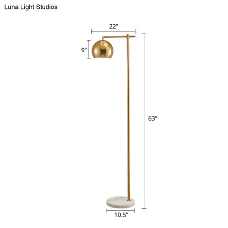 Minimalist Gold Floor Lamp: Dome Metal Standing Light With Adjustable Joint