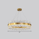 Minimalist Gold Halo Chandelier Pendant With Led Crystal Icicle - Elegant Hanging Light Fixture /