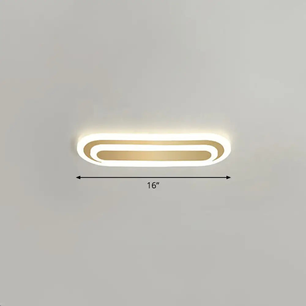 Minimalist Gold Led Ceiling Light For Bedroom - Acrylic Flush Mount Fixture / 16’ Remote Control