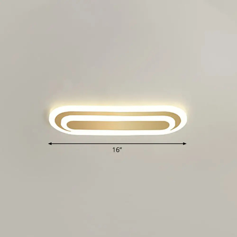 Minimalist Gold Led Ceiling Light For Bedroom - Acrylic Flush Mount Fixture / 16’ Warm