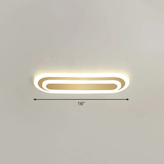 Minimalist Gold Led Ceiling Light For Bedroom - Acrylic Flush Mount Fixture / 16’ Warm