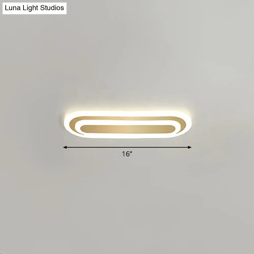 Minimalist Gold Led Ceiling Light For Bedroom - Acrylic Flush Mount Fixture / 16 Remote Control