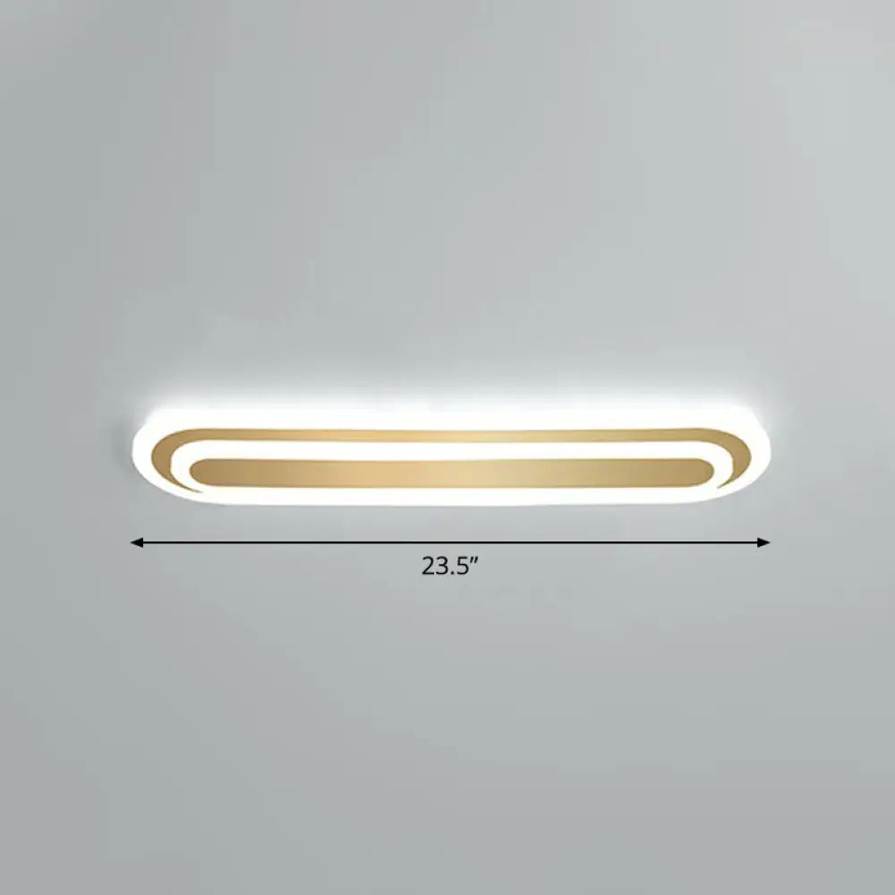Minimalist Gold Led Ceiling Light For Bedroom - Acrylic Flush Mount Fixture / 23.5’ White