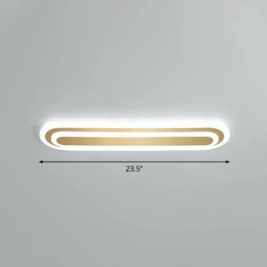 Minimalist Gold Led Ceiling Light For Bedroom - Acrylic Flush Mount Fixture / 23.5’ White