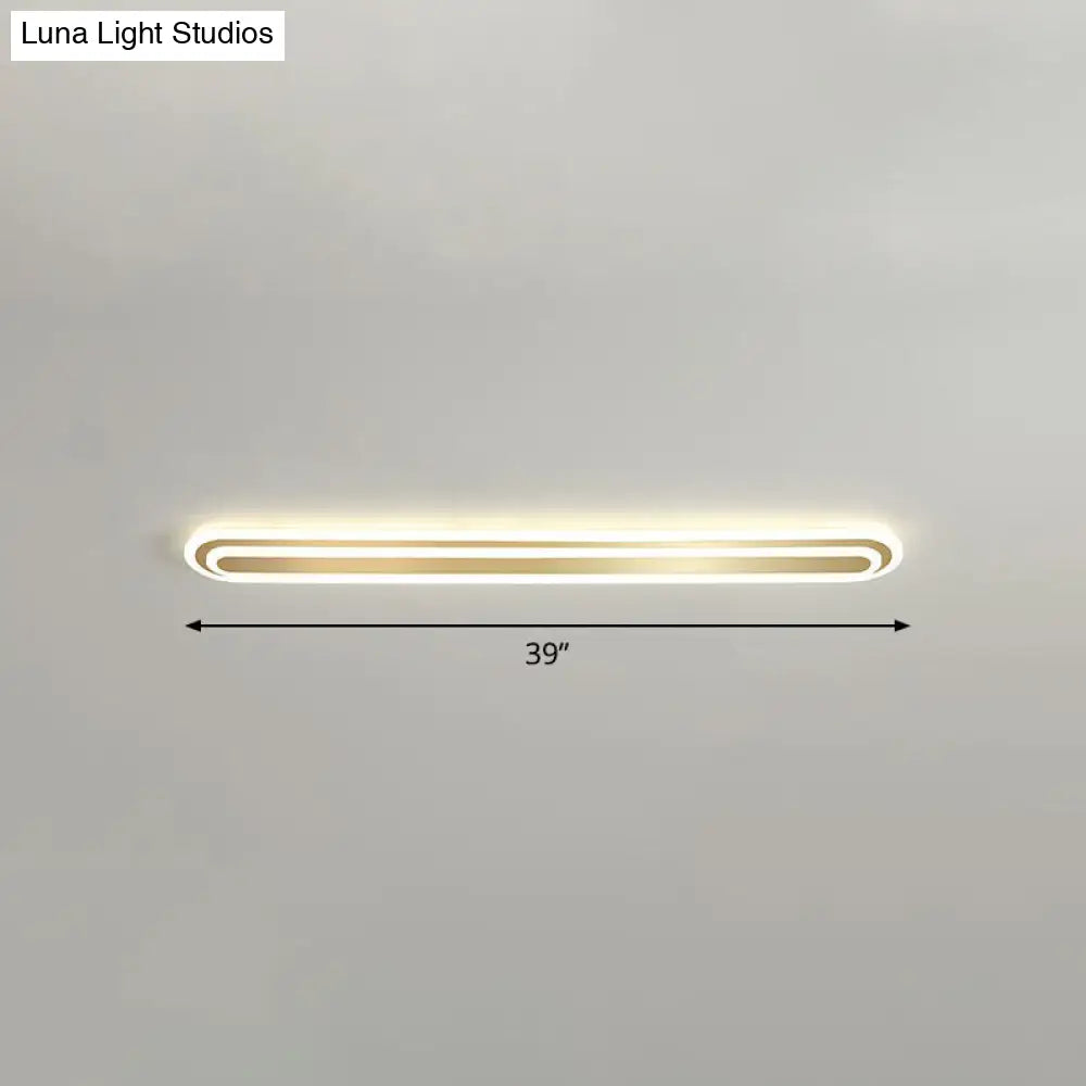 Minimalist Gold Led Ceiling Light For Bedroom - Acrylic Flush Mount Fixture / 39 Remote Control