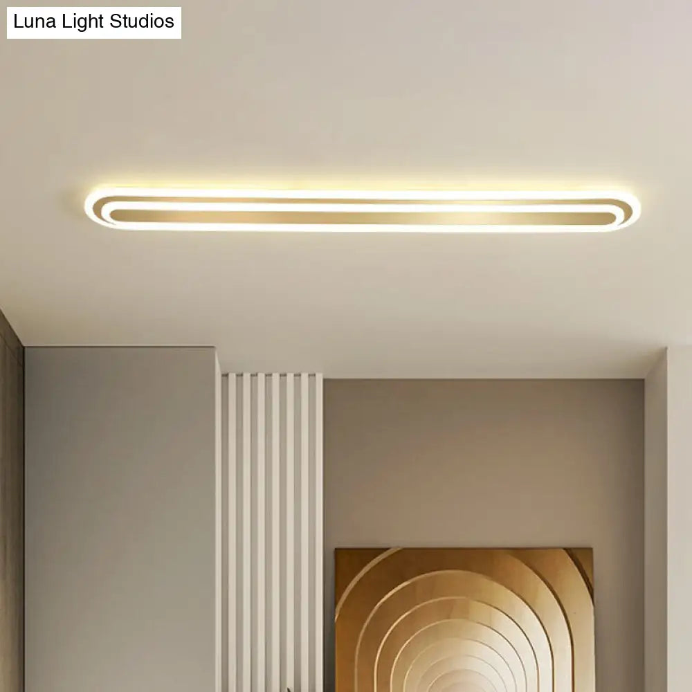 Minimalist Gold Led Ceiling Light For Bedroom - Acrylic Flush Mount Fixture