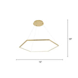 Minimalist Gold Led Chandelier For Living Room - Stainless Steel Hexagon Suspension Lamp 1 /