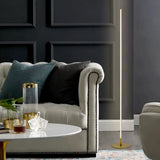 Minimalist Gold Led Floor Lamp | Warm/White Lighting For Bedroom