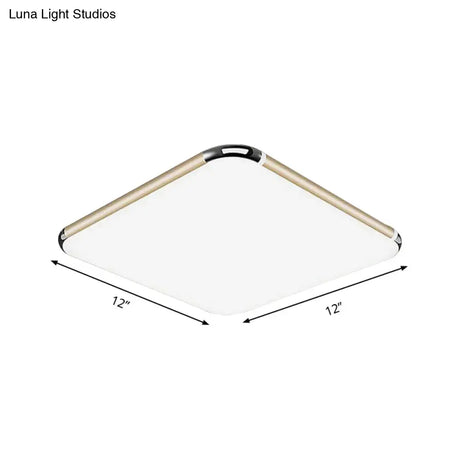 Minimalist Gold Led Flush Mount Ceiling Light For Bedroom Ultra-Thin Square/Rectangular Design With