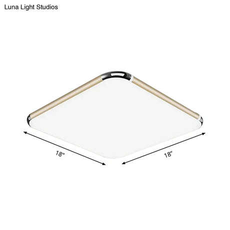Minimalist Gold Led Flush Mount Ceiling Light For Bedroom Ultra-Thin Square/Rectangular Design With