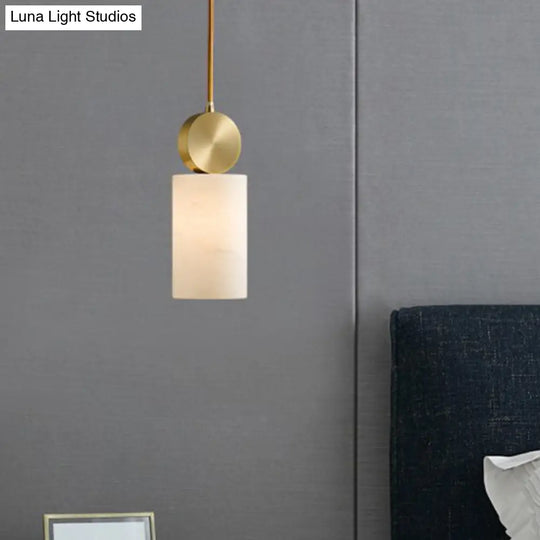 Minimalist Gold Marble Block Hanging Pendant Ceiling Lamp - Bedroom Lighting Solution