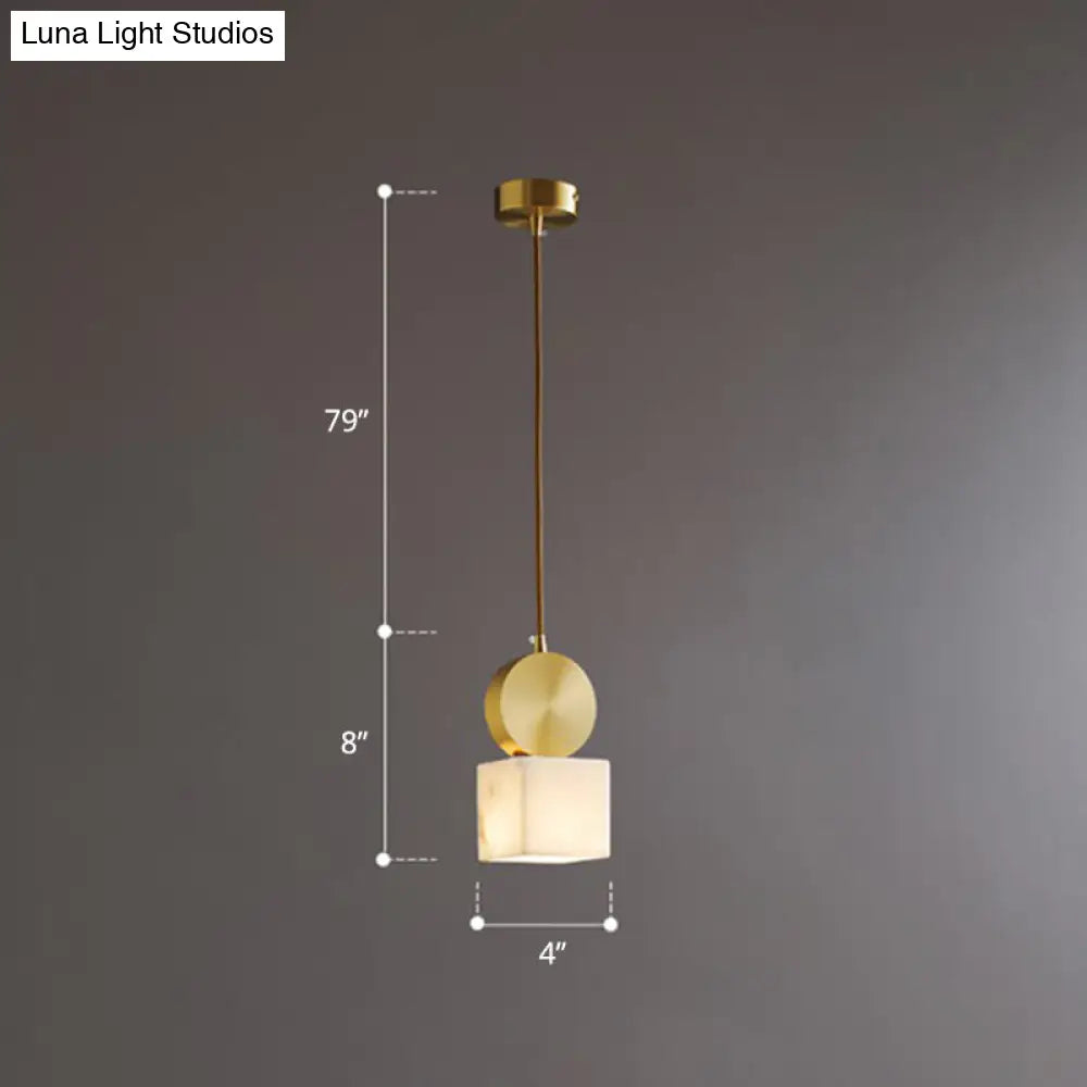 Minimalist Gold Marble Block Hanging Pendant Lamp For Bedroom / 4